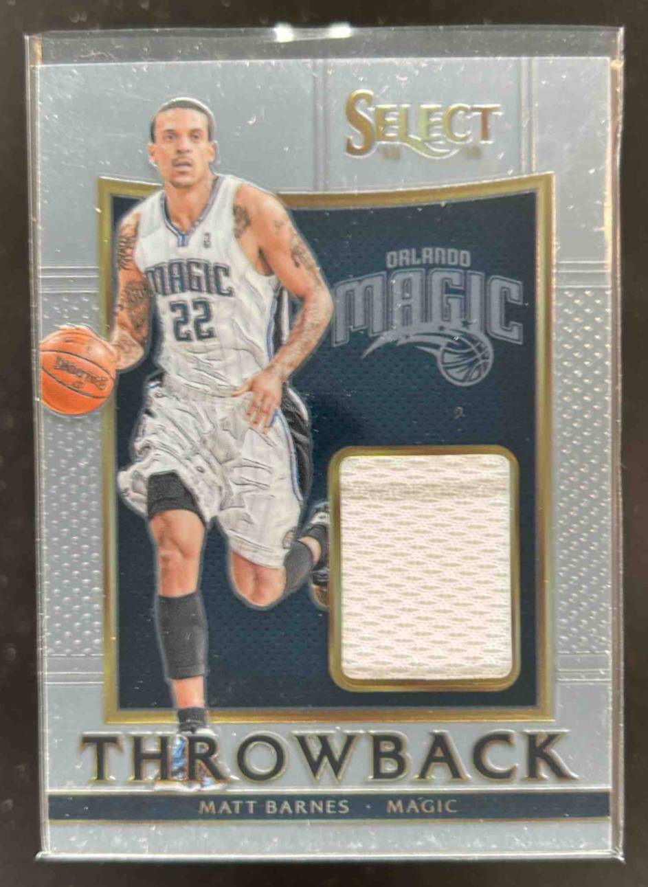 Card image for 2015-16 PANINI SELECT MATT BARNES THROWBACK MEMORABILIA /149 #40 ORLANDO MAGIC