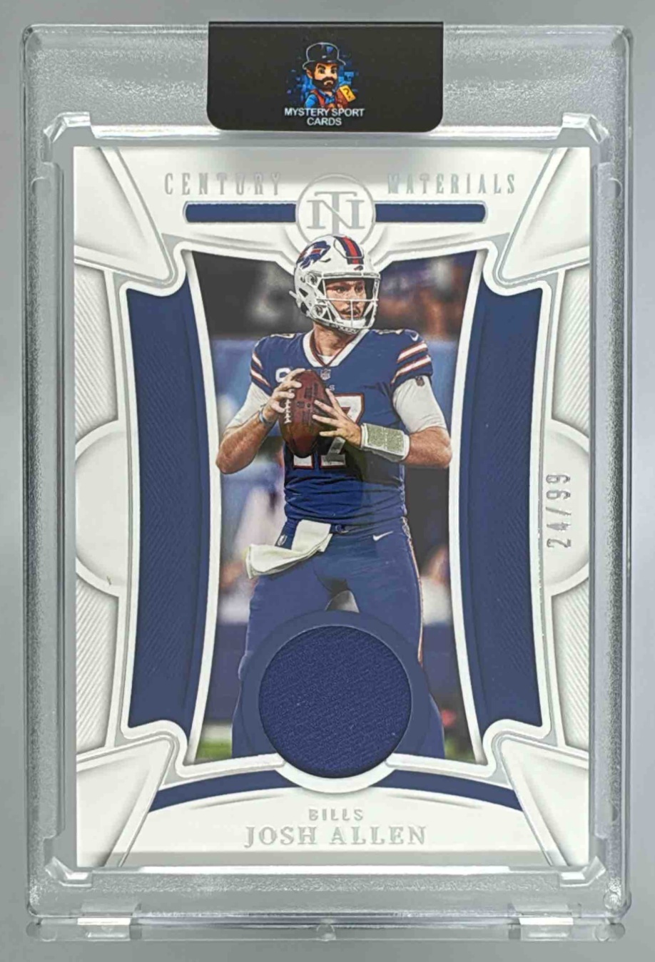 Card image for 2022 Panini National Treasures Josh Allen Century Materials /99 #CEN-JAL MEM Bills