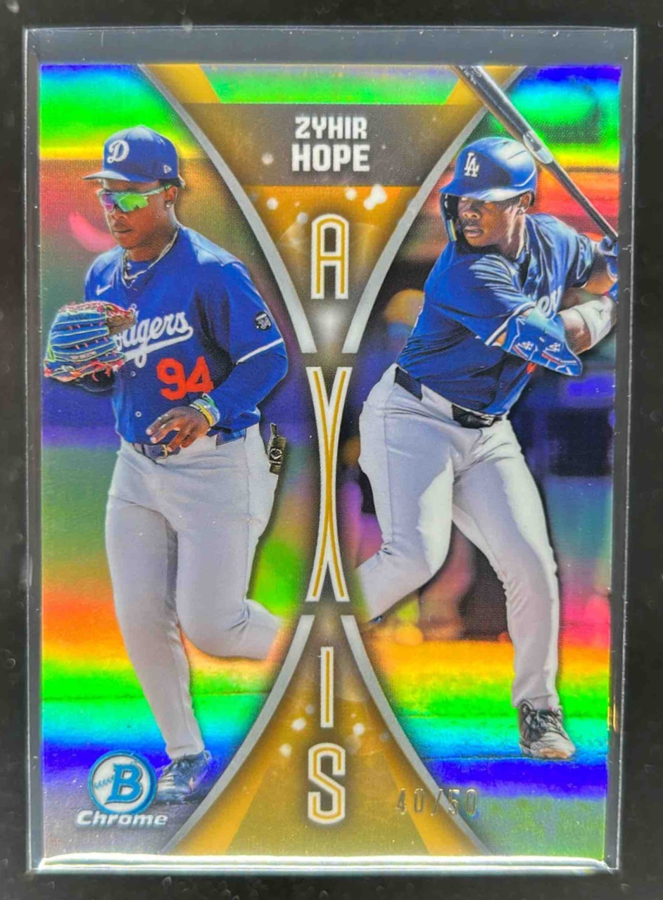 Card image for Zyhir Hope 2025 Bowman Draft Axis Gold Refractor /50