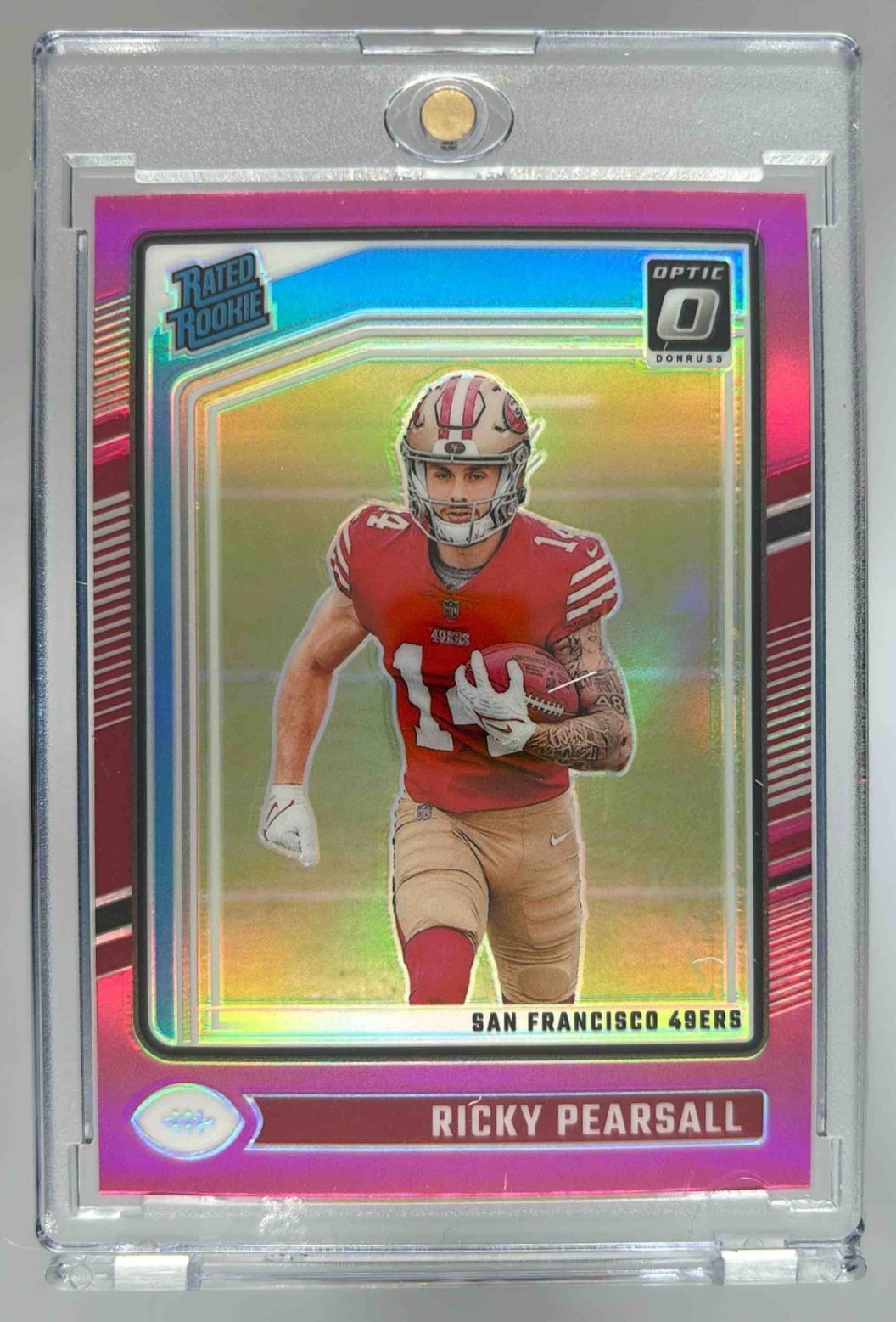 Card image for 2024 Panini Donruss Optic Ricky Pearsall Purple Scope #284 Rated Rookie 49ers