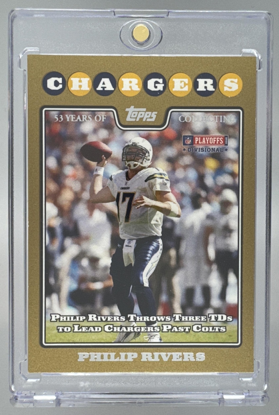 Card image for 2008 Topps Football Philip Rivers Gold /2008 #323 San Diego Chargers