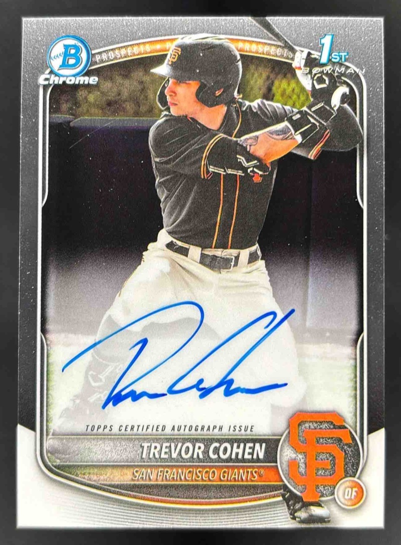 Card image for 2025 Bowman Draft Trevor Cohen Chrome Prospect Auto #CPA-TC Giants