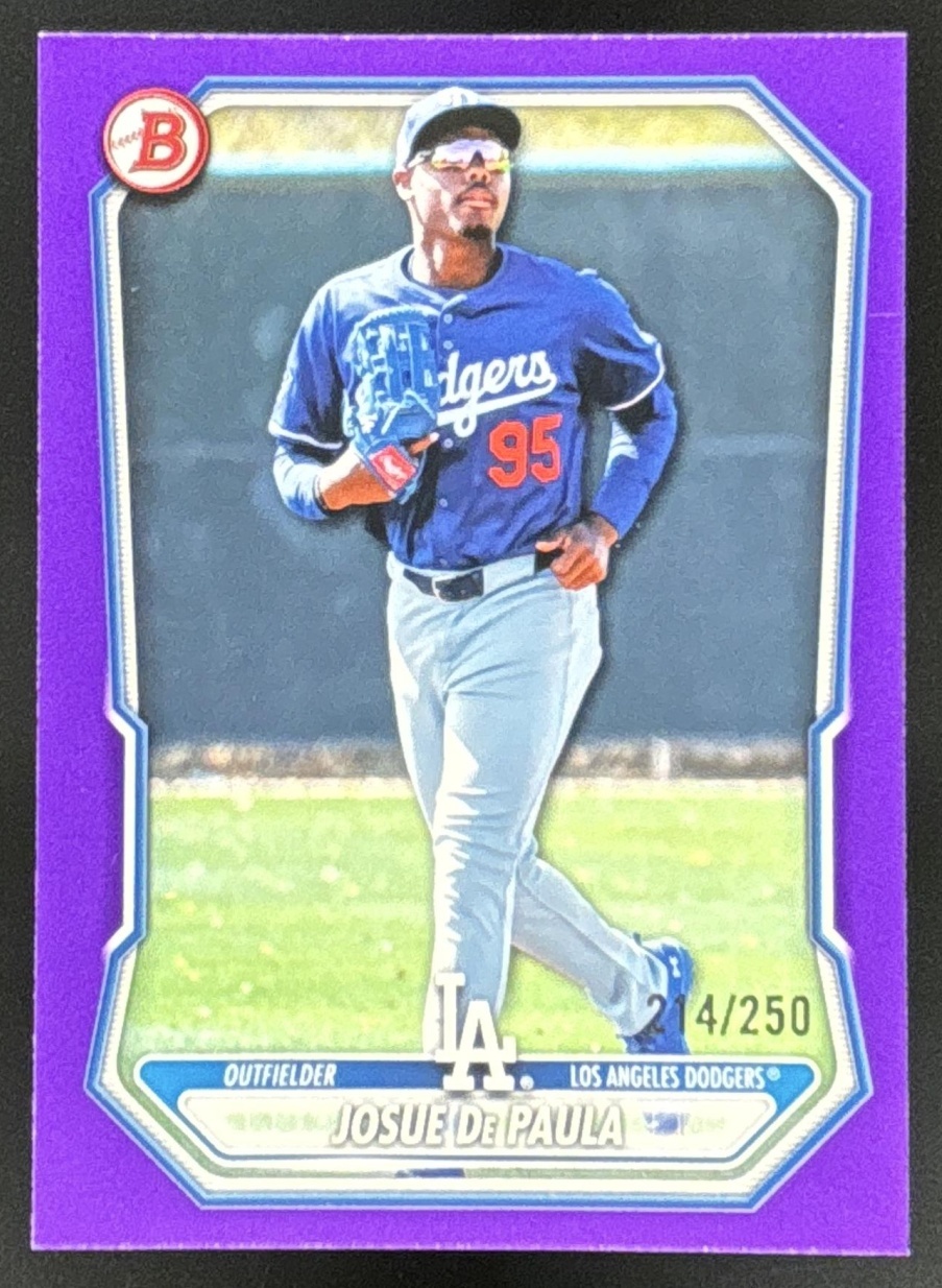 Card image for Josue De Paula 2026 Bowman Purple Pattern /250 Prospects Los Angeles Dodgers