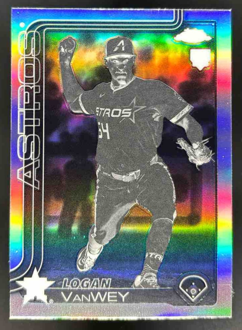 Card image for 2025 Topps Chrome Update Logan VanWey Negative Refractor #USC141 RC Astros