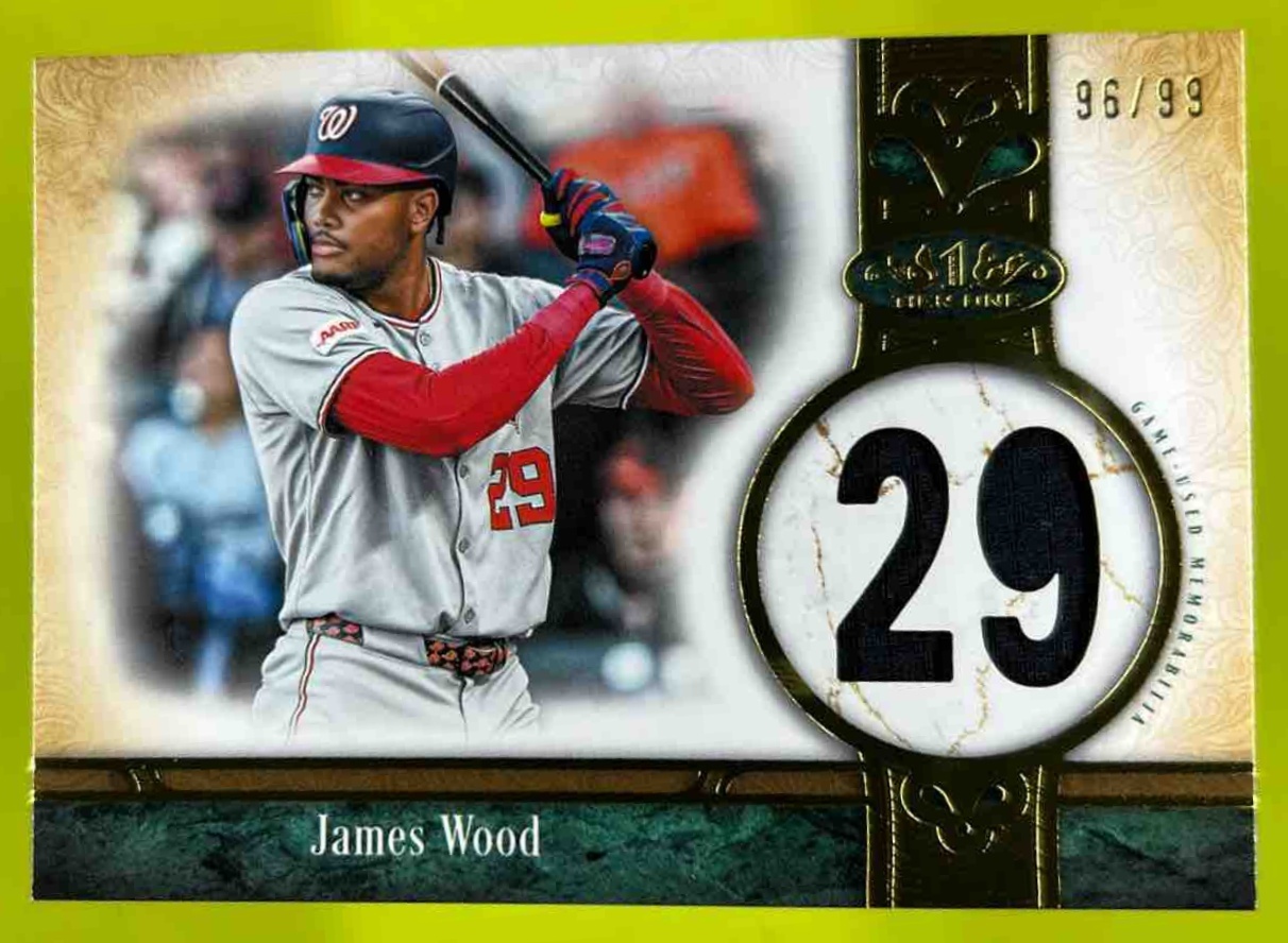 Card image for James Wood 2026 Topps Tier One Jersey Number Relic /99