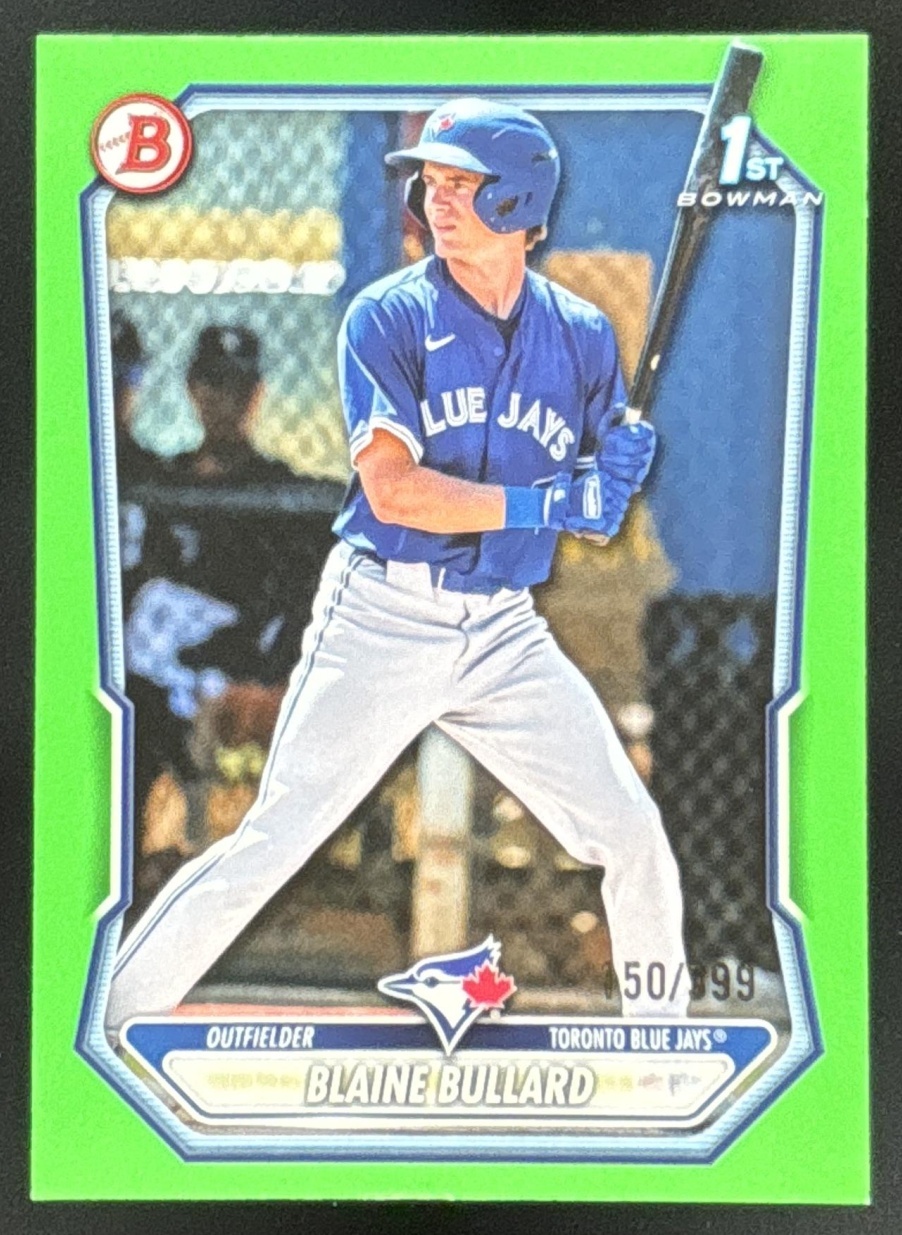 Card image for Blaine Bullard 2026 Bowman Neon Green Border /399 Prospects Toronto Blue Jays