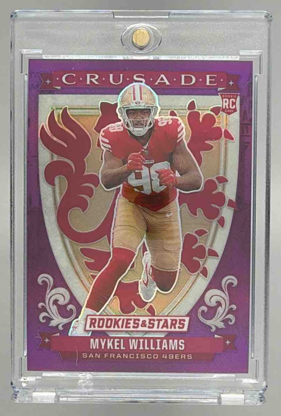 Card image for 2025 Panini Rookies & Stars Mykel Williams Crusade Purple /35 #25 RC 49ers