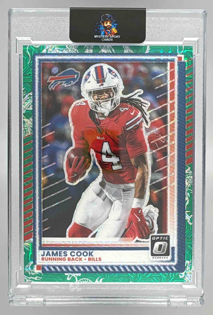 Card image for 2025 Panini Donruss Optic James Cook Dragon Prizm /24 #138 Bills