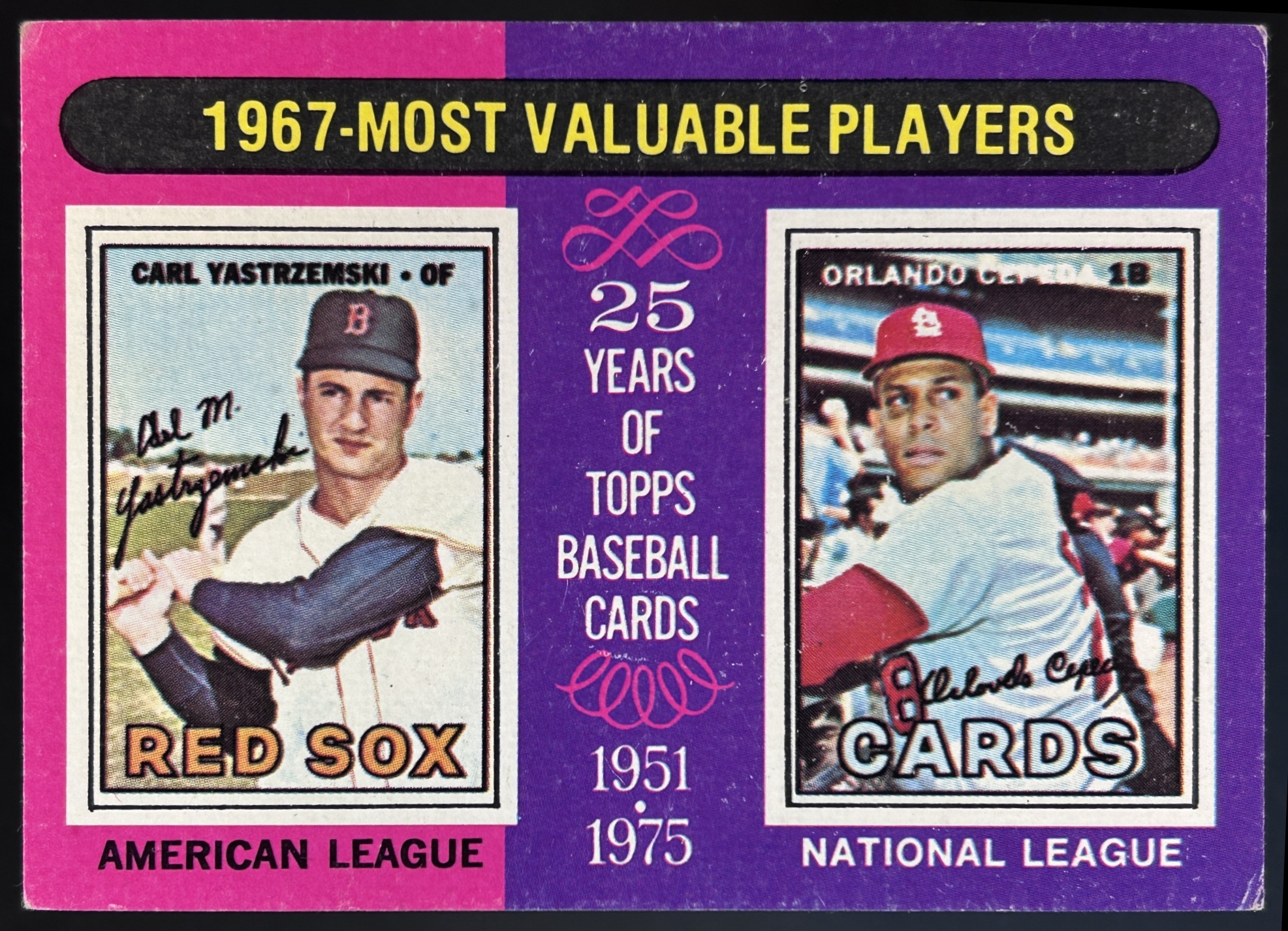 Card image for 1975 TOPPS 1967 MVPS CARL YASTRZEMSKI ORLANDO CEPEDA M #205