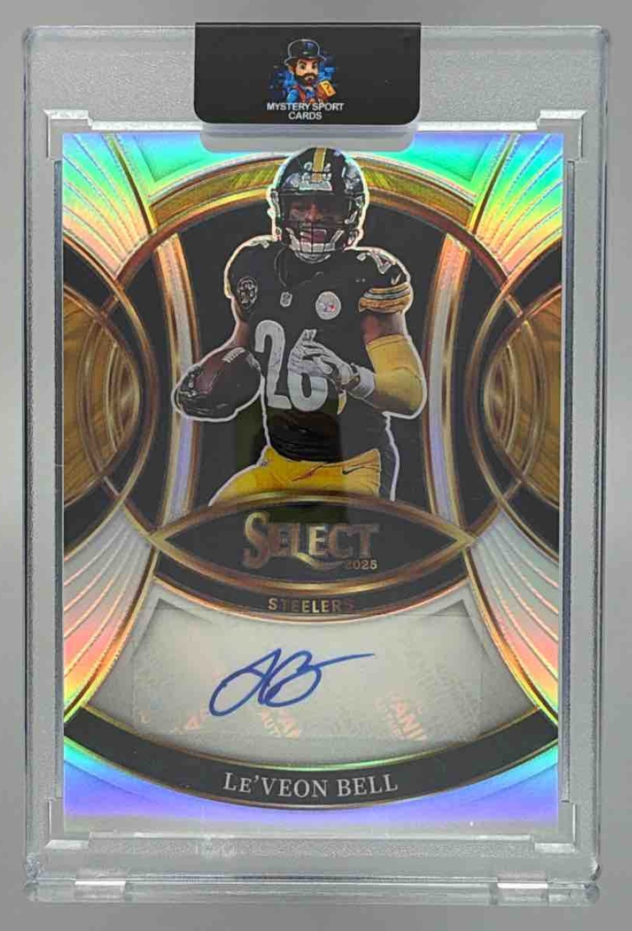 Card image for 2025 Panini Select Le'Veon Bell Signatures Silver Prizm #SP-LBL Auto Steelers