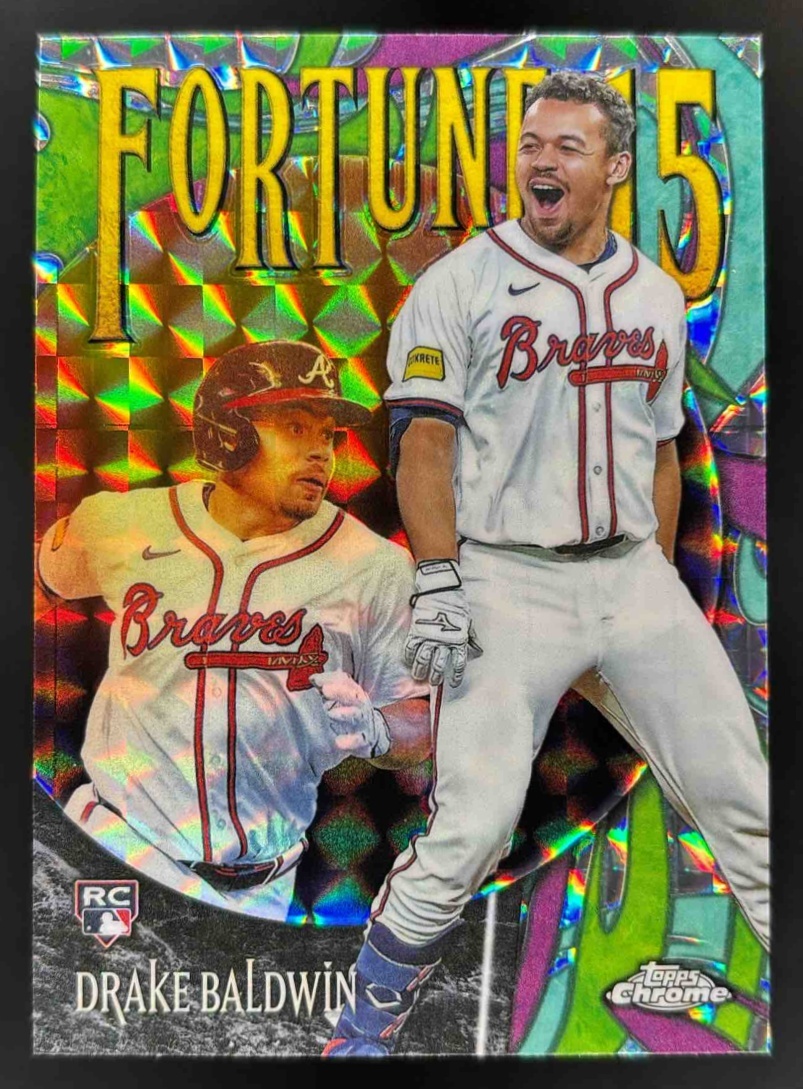 Card image for 2025 Topps Chrome Update Drake Baldwin Fortune 15 Geometric Refractor RC