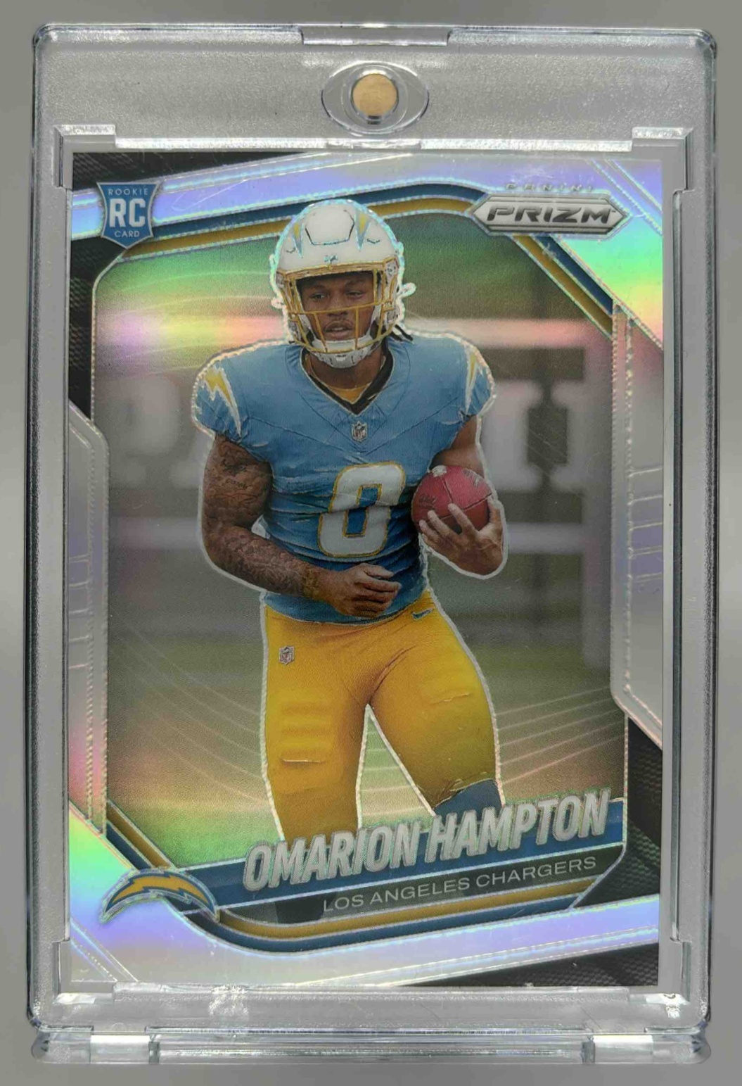 Card image for 2025 Panini Football Prizm Omarion Hampton #355 RC Los Angeles Chargers