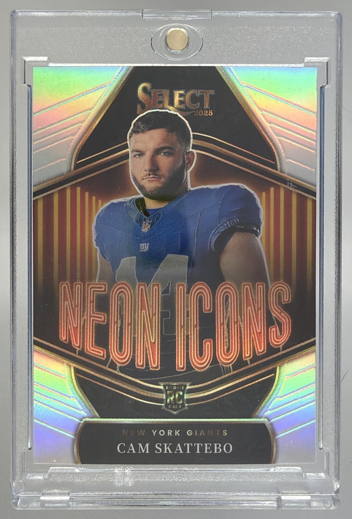 Card image for 2025 Panini Select Cam Skattebo Neon Icons Silver Prizm #20 Giants