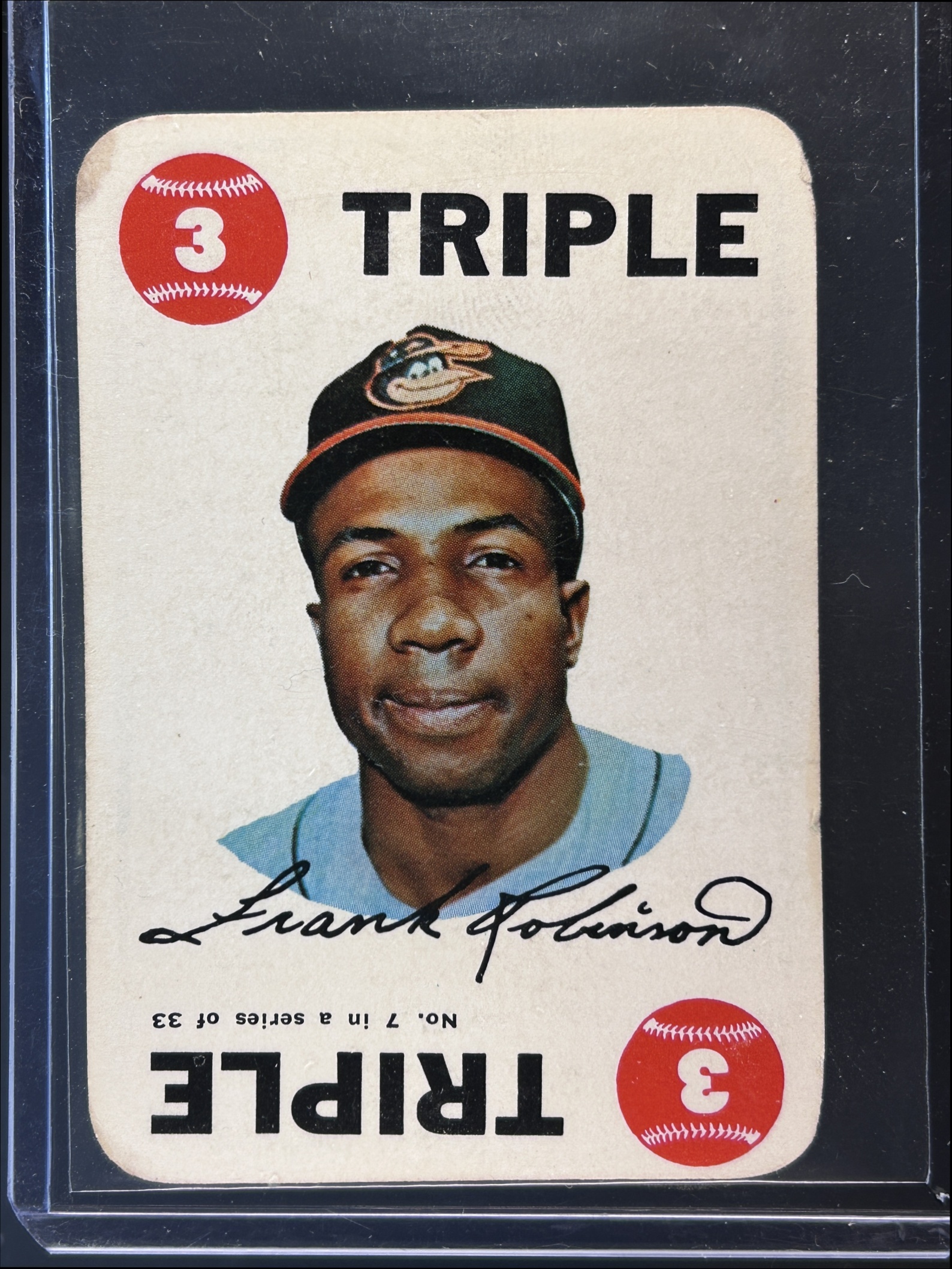 Card image for 1968 TOPPS FRANK ROBINSON #7 GAME CARD BALTIMORE ORIOLES
