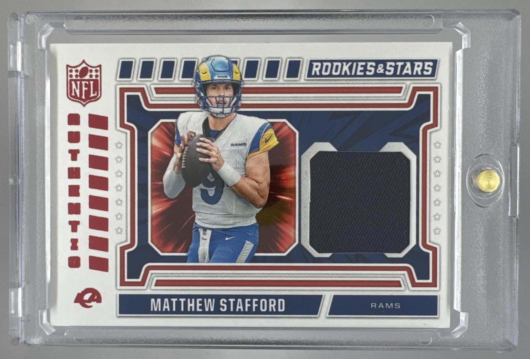 Card image for 2024 Panini Rookies & Stars Matthew Stafford NFL Authentic #NA-MSD MEM Rams