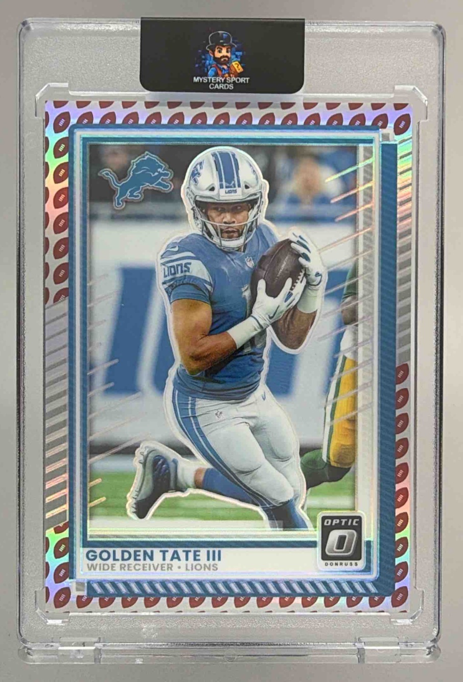 Card image for 2025 Panini Donruss Optic Golden Tate III Footballs Prizm /16 #124 Lions