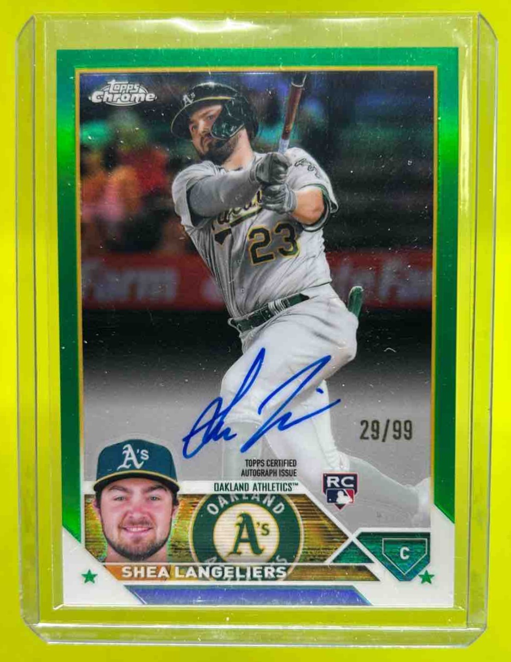 Shea Langeliers 2023 Topps Chrome Rookie Auto Green Refractor /99