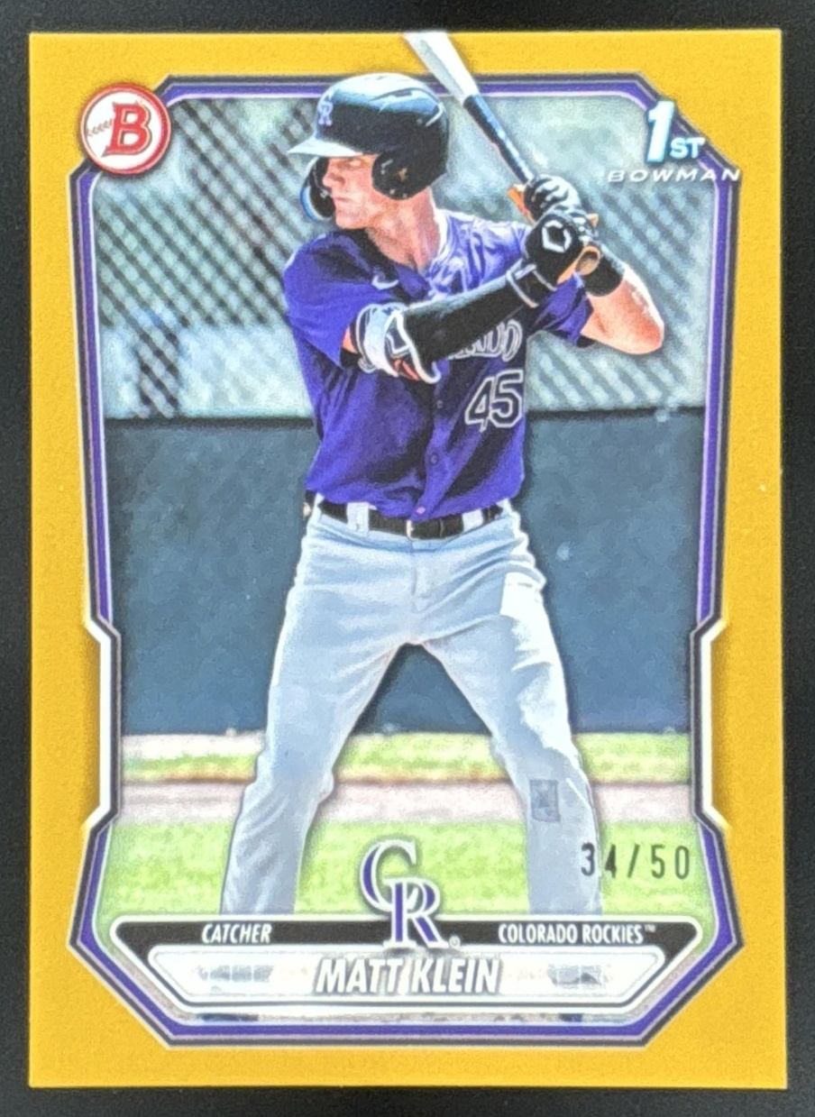 Card image for Matt Klein 2026 Bowman Gold Border /50 Prospects Colorado Rockies