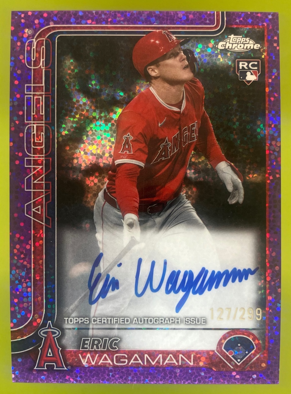Card image for 2025 Topps Chrome Eric Wagaman Rookie Auto Purple Speckle Refractor /299 #RA-EW RC