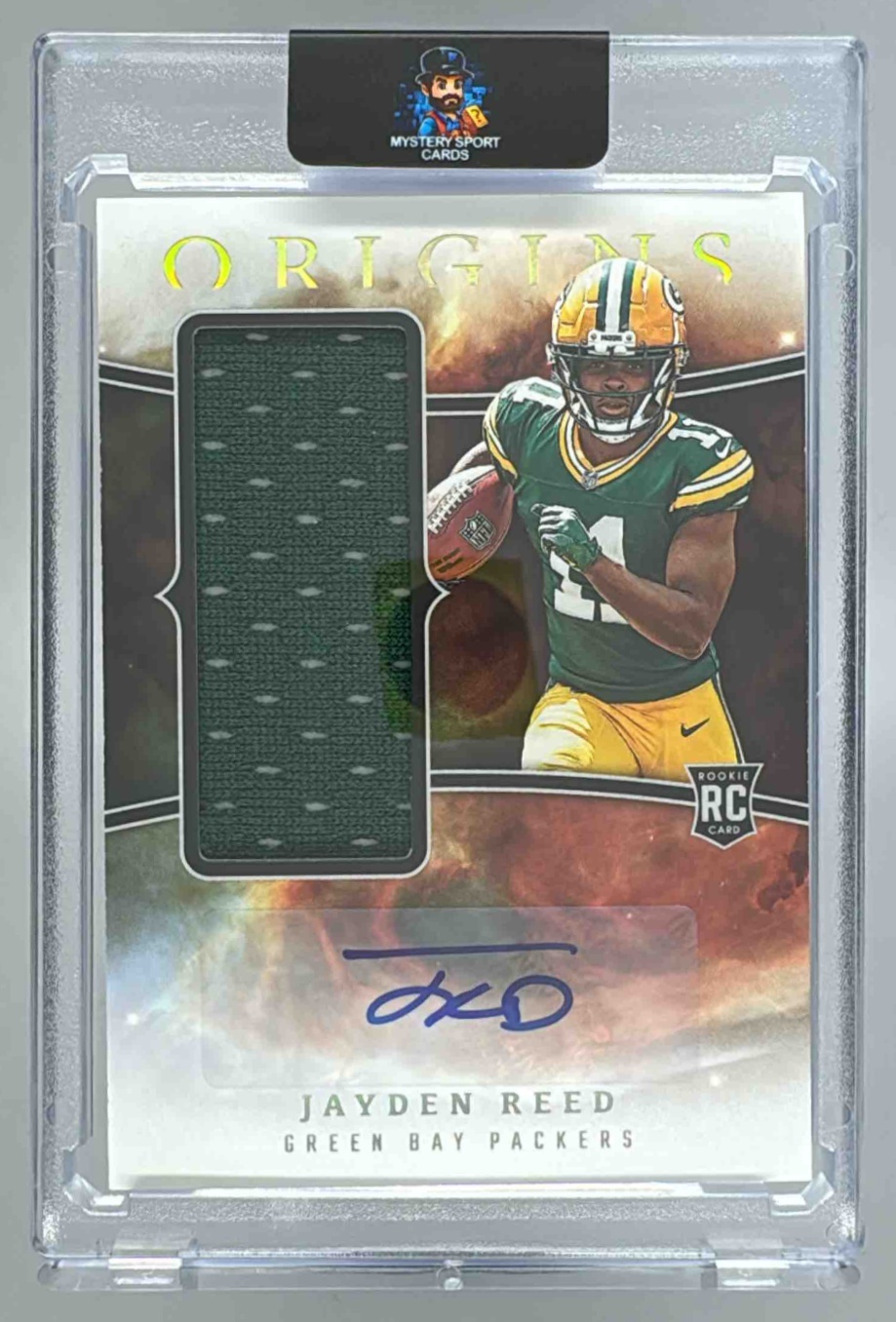 Card image for 2023 Panini Origins Jayden Reed Rookie Jumbo Jersey Auto #RJJA-JR RC Packers