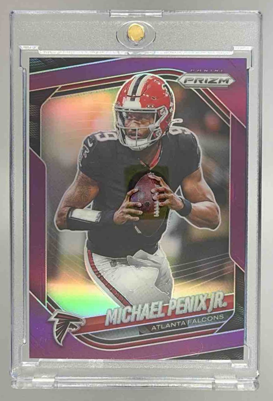 Card image for 2025 Panini Football Prizm Michael Penix Jr. Purple /125 #56 Atlanta Falcons