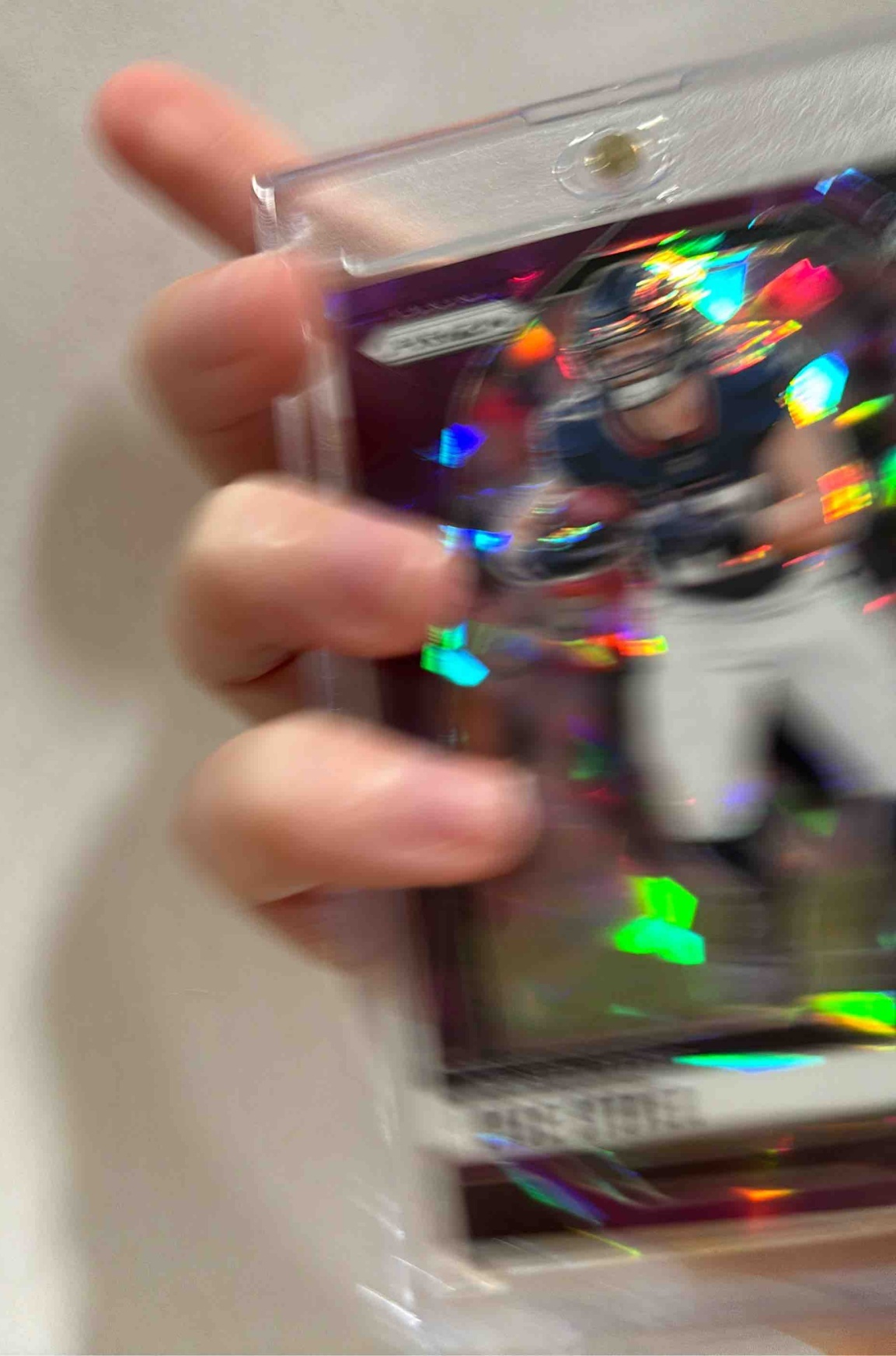 Card image for 2024 Panini Football Prizm Cade Stover Purple Ice /225 #318 RC Houston Texans