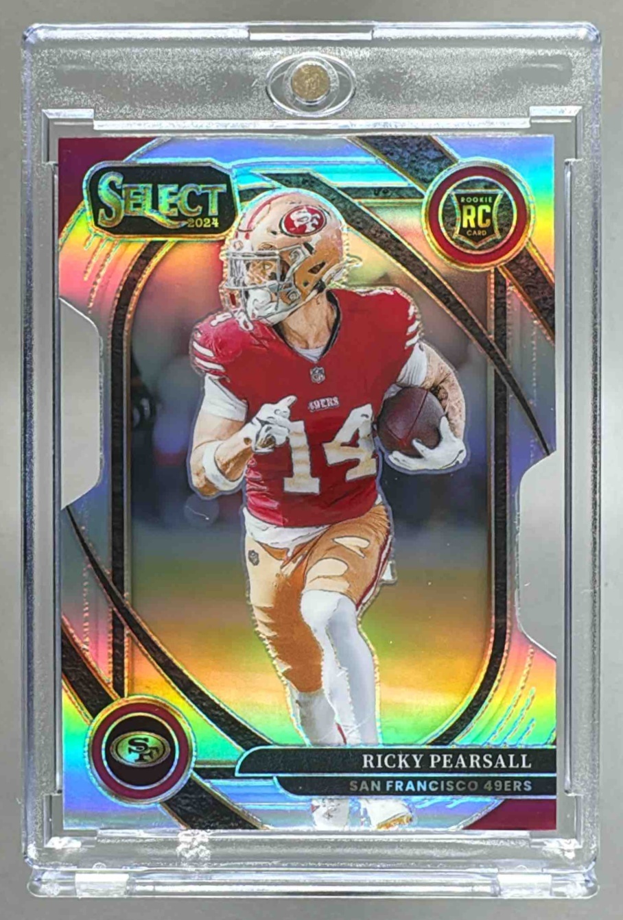 Card image for 2024 Panini Select Ricky Pearsall Premier Silver Prizm Die-Cut #173 RC 49ers