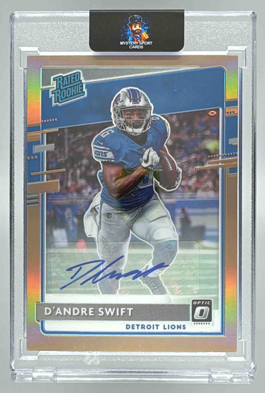 Card image for 2020 Panini Donruss Optic D Andre Swift Rated Rookie Auto Bronze #159 RC Lions