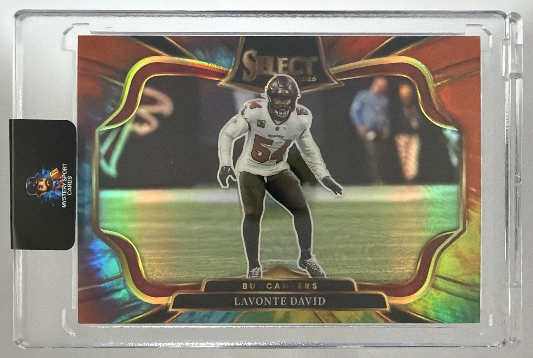 Card image for 2025 Panini Select Lavonte David Field Level Tie-Dye Prizm /25 #439 Buccaneers
