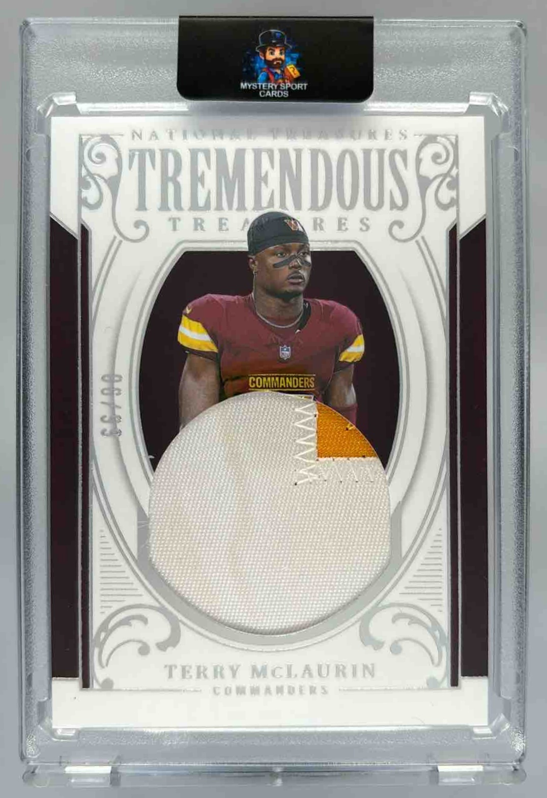 Card image for 2025 Panini National Treasures Terry McLaurin Tremendous /99 #TT-TMN MEM Commanders