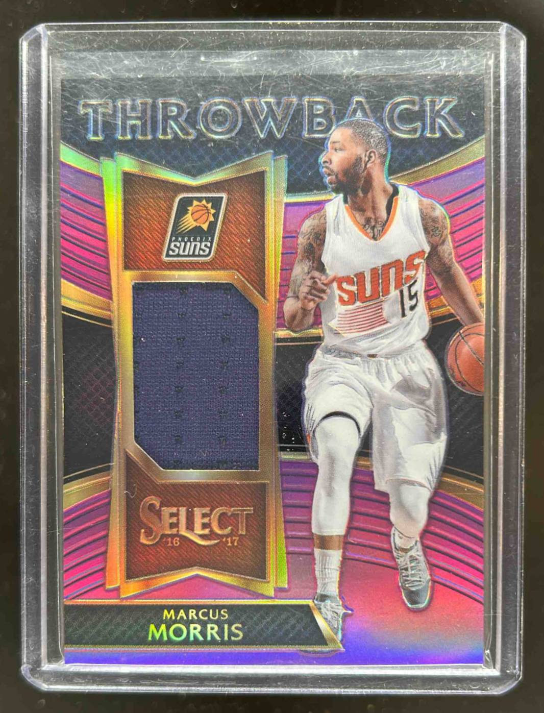 Card image for 2016-17 Panini Select Marcus Morris Throwback Memorabilia Purple Prizms 25 /99 #48