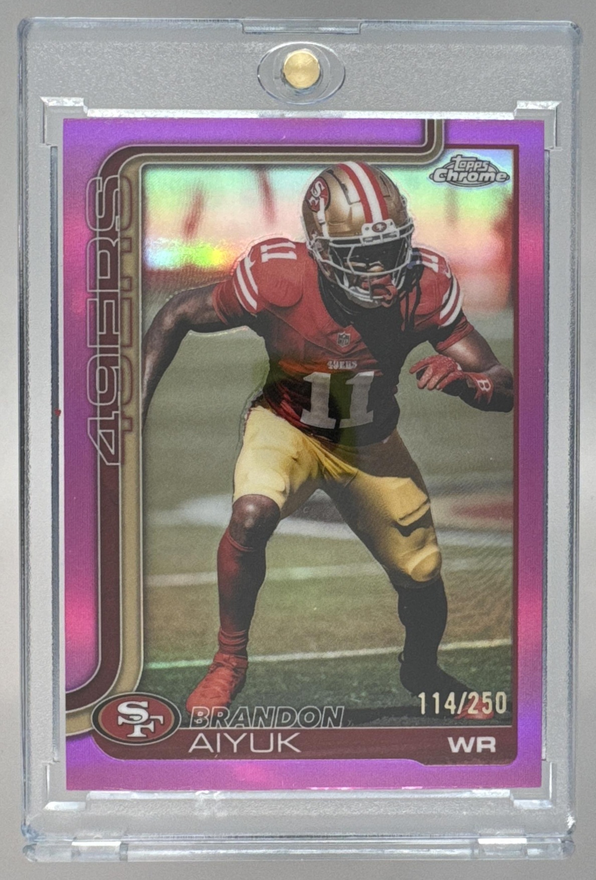 Card image for 2025 Topps Chrome Brandon Aiyuk Pink Wave Refractor /250 #266 49ers