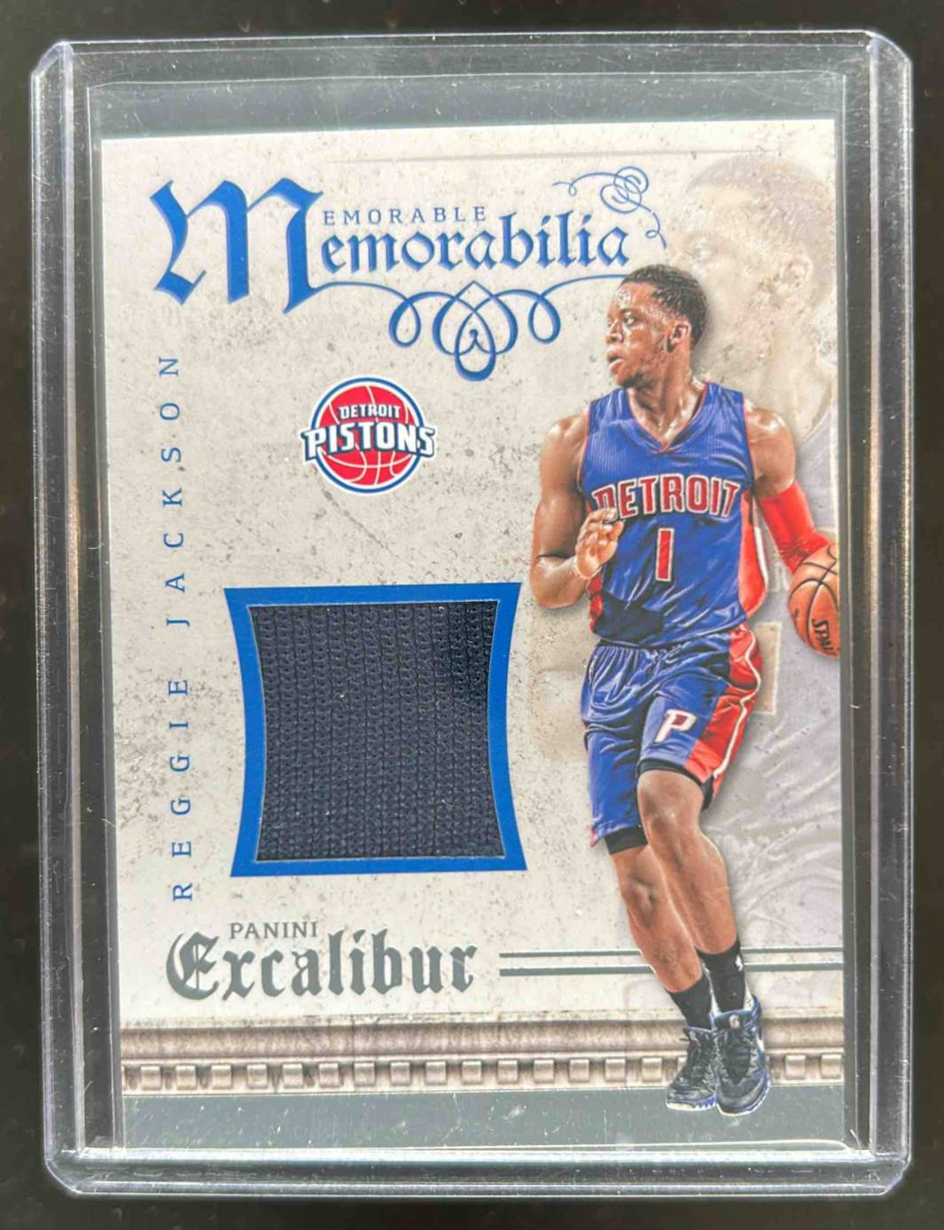 Card image for 2015-16 PANINI EXCALIBUR REGGIE JACKSON MEMORABLE MEMORABILIA #7 DETROIT PISTONS