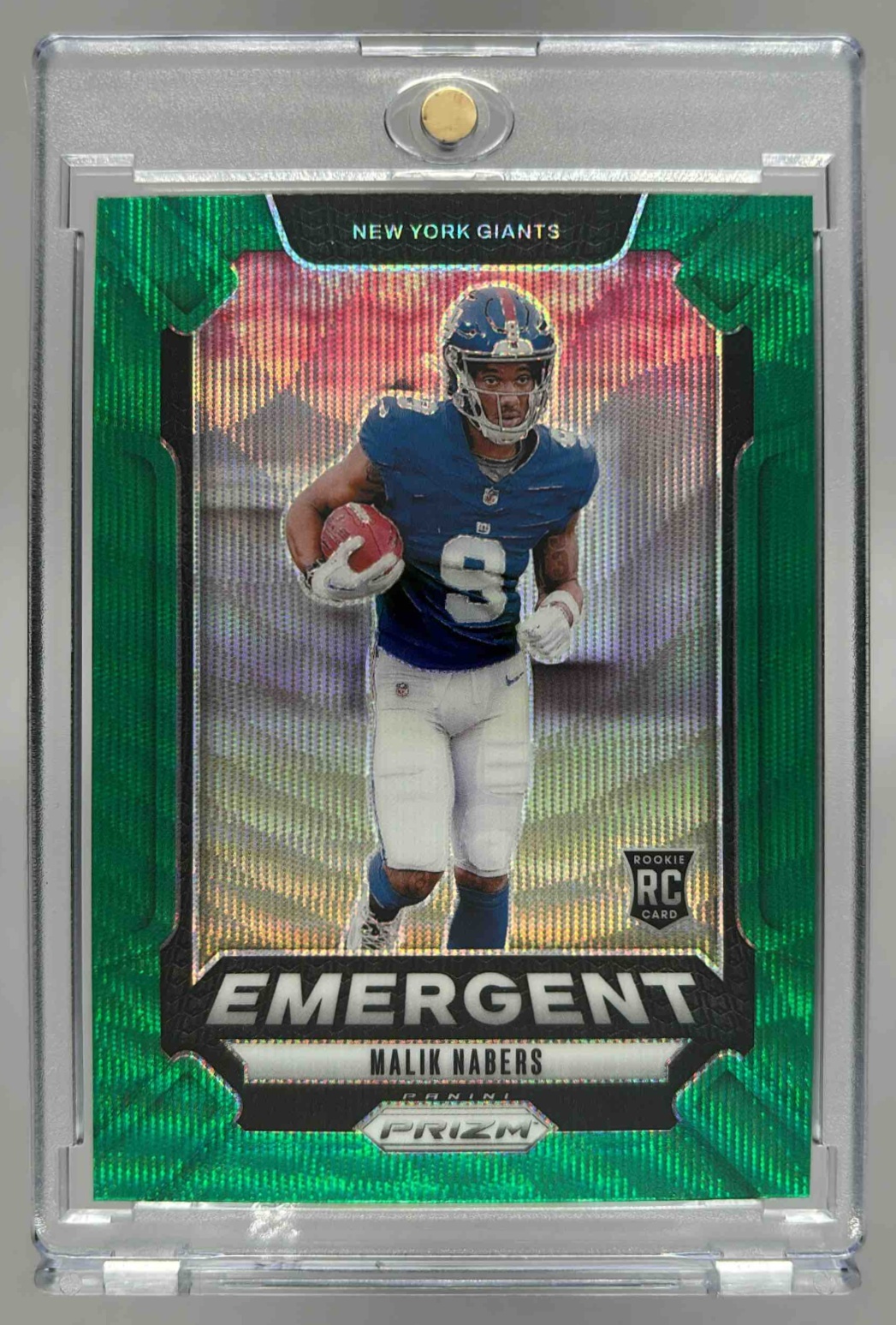 Card image for 2024 Panini Prizm Malik Nabers Emergent Green Wave #6 RC Giants