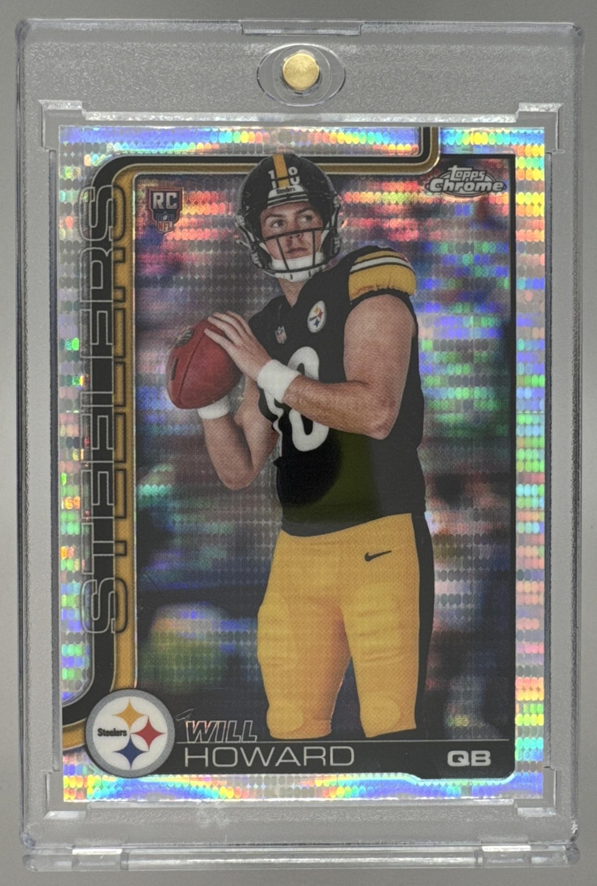 Card image for 2025 Topps Football Chrome Will Howard Rookie #321 RC Pittsburgh Steelers