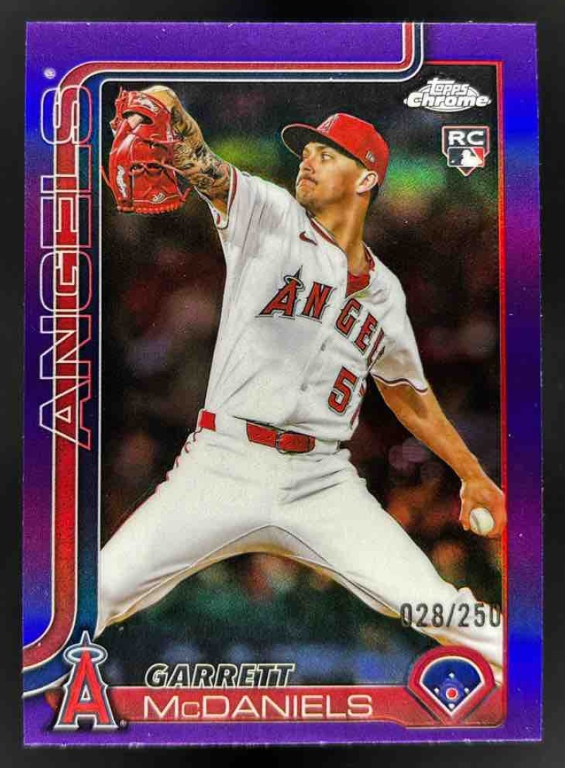 Card image for 2025 Topps Chrome Update Garrett McDaniels Purple Refractor /250 RC