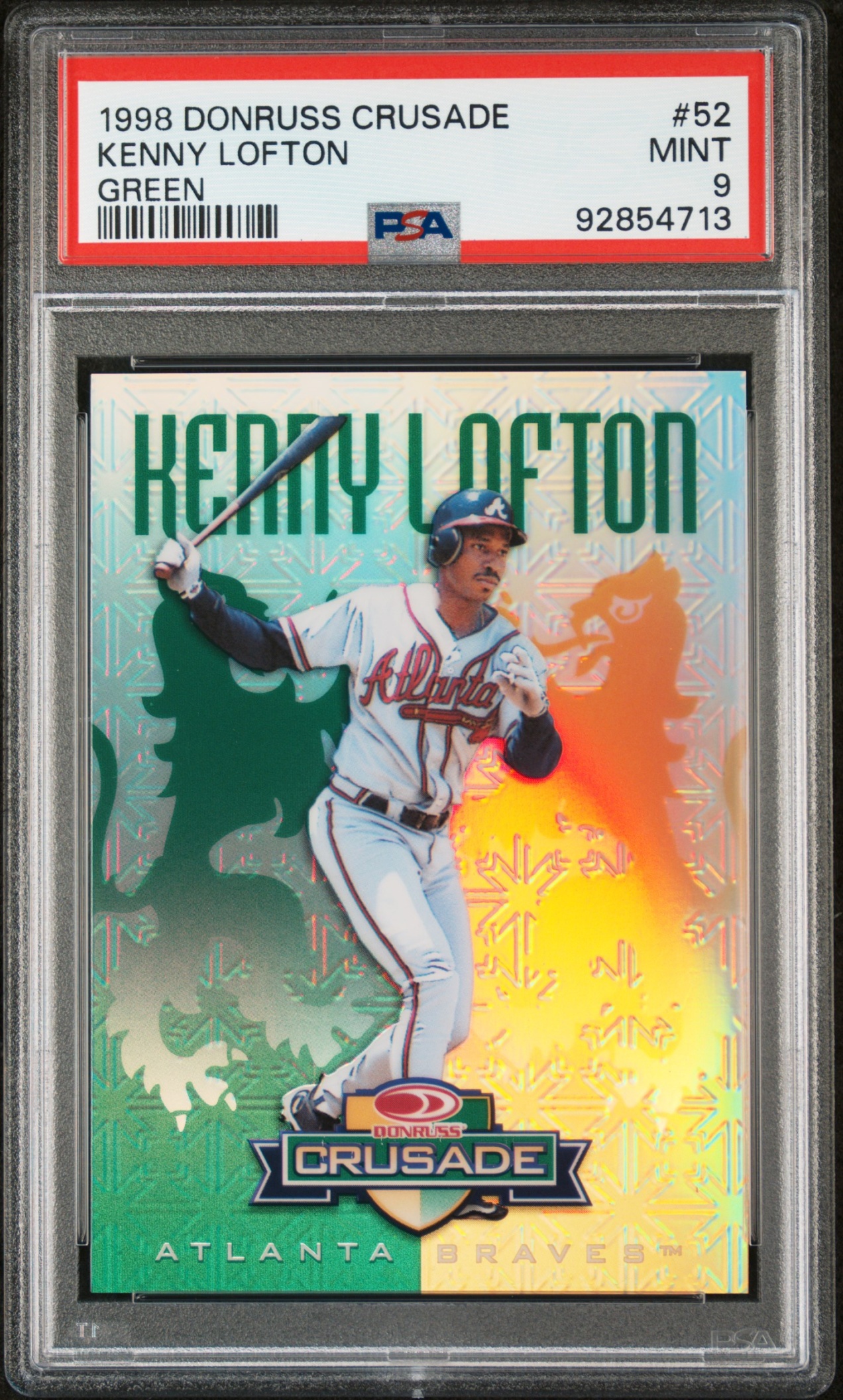 1998 Donruss Baseball Kenny Lofton Crusade Green /250 #52 Atlanta Braves PSA 9