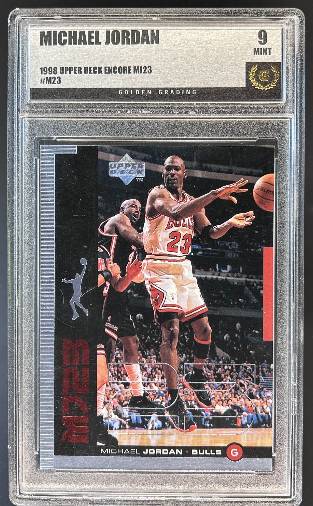 Card image for 1998-99 UPPER DECK MICHAEL JORDAN #M23 MJ23 GOLDEN 9 MINT CHICAGO BULLS
