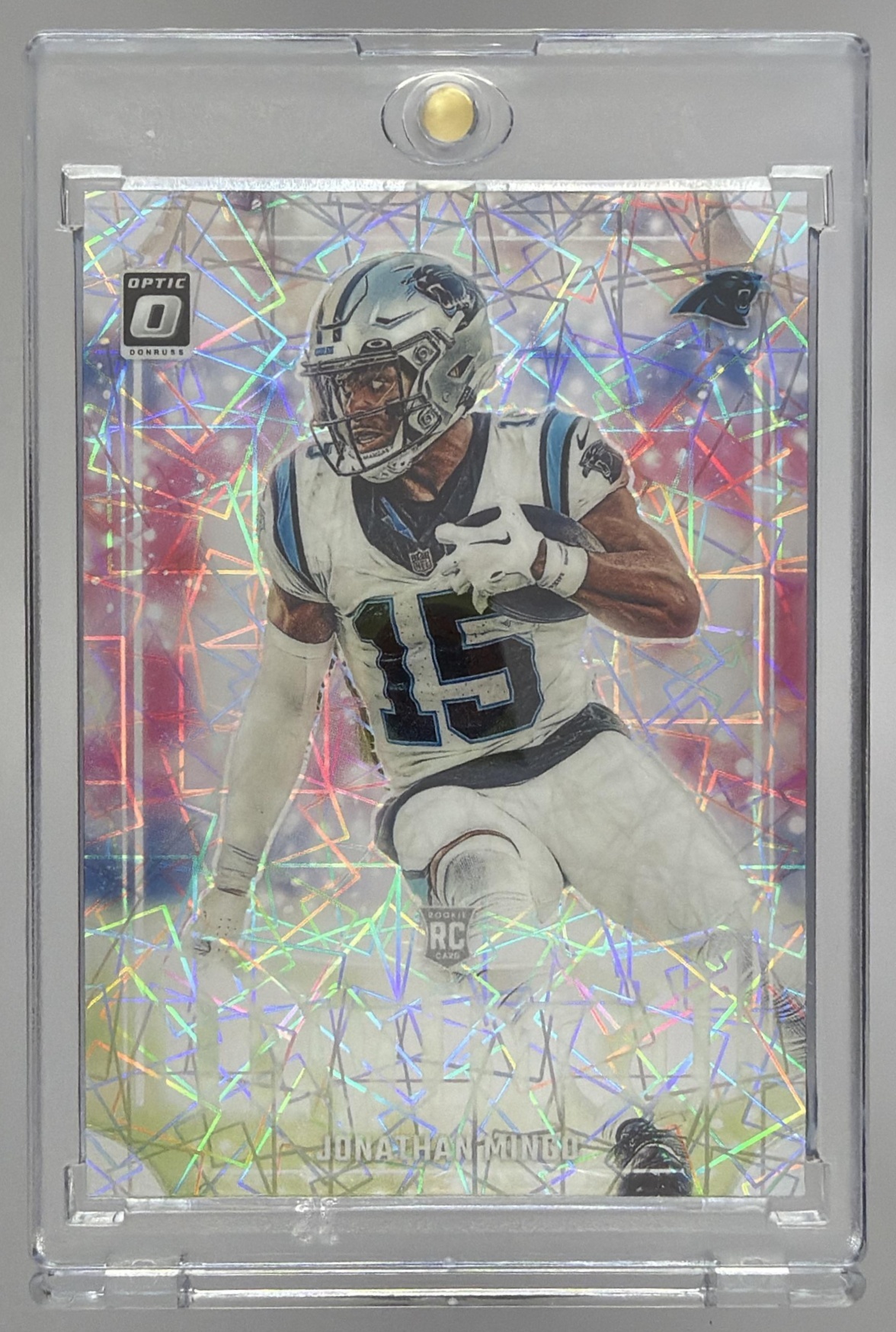 Card image for 2023 Panini Donruss Optic Jonathan Mingo Mythical #24 RC Panthers