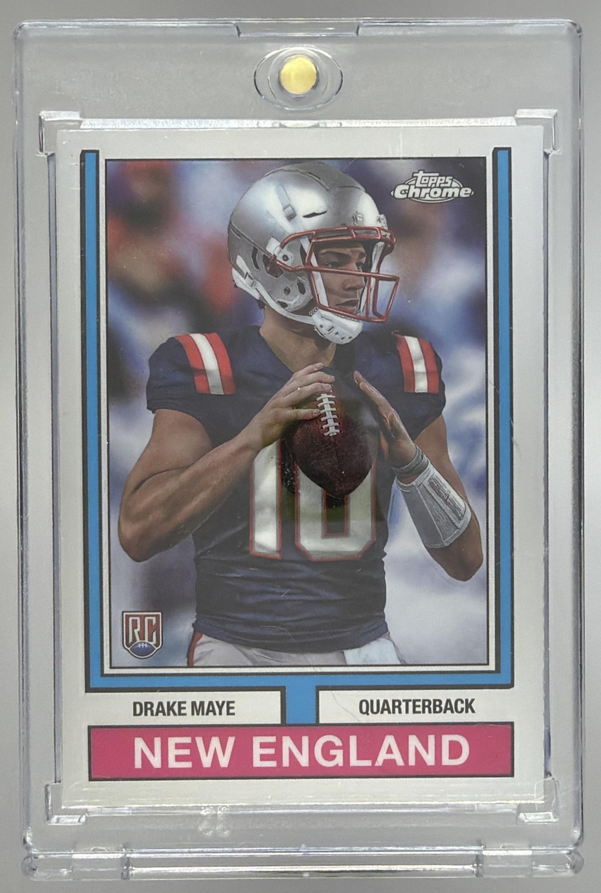 Card image for 2024 Topps Football Chrome Drake Maye 1974 #74TF-3 RC New England Patriots