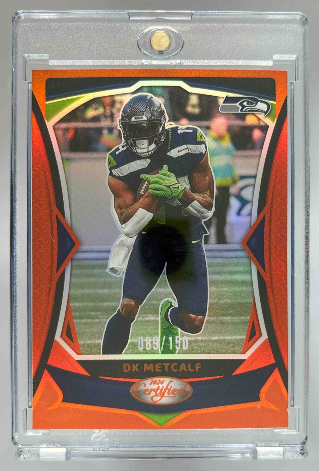 Card image for 2024 Panini Certified DK Metcalf Orange Mirror /150 #41 Seahawks