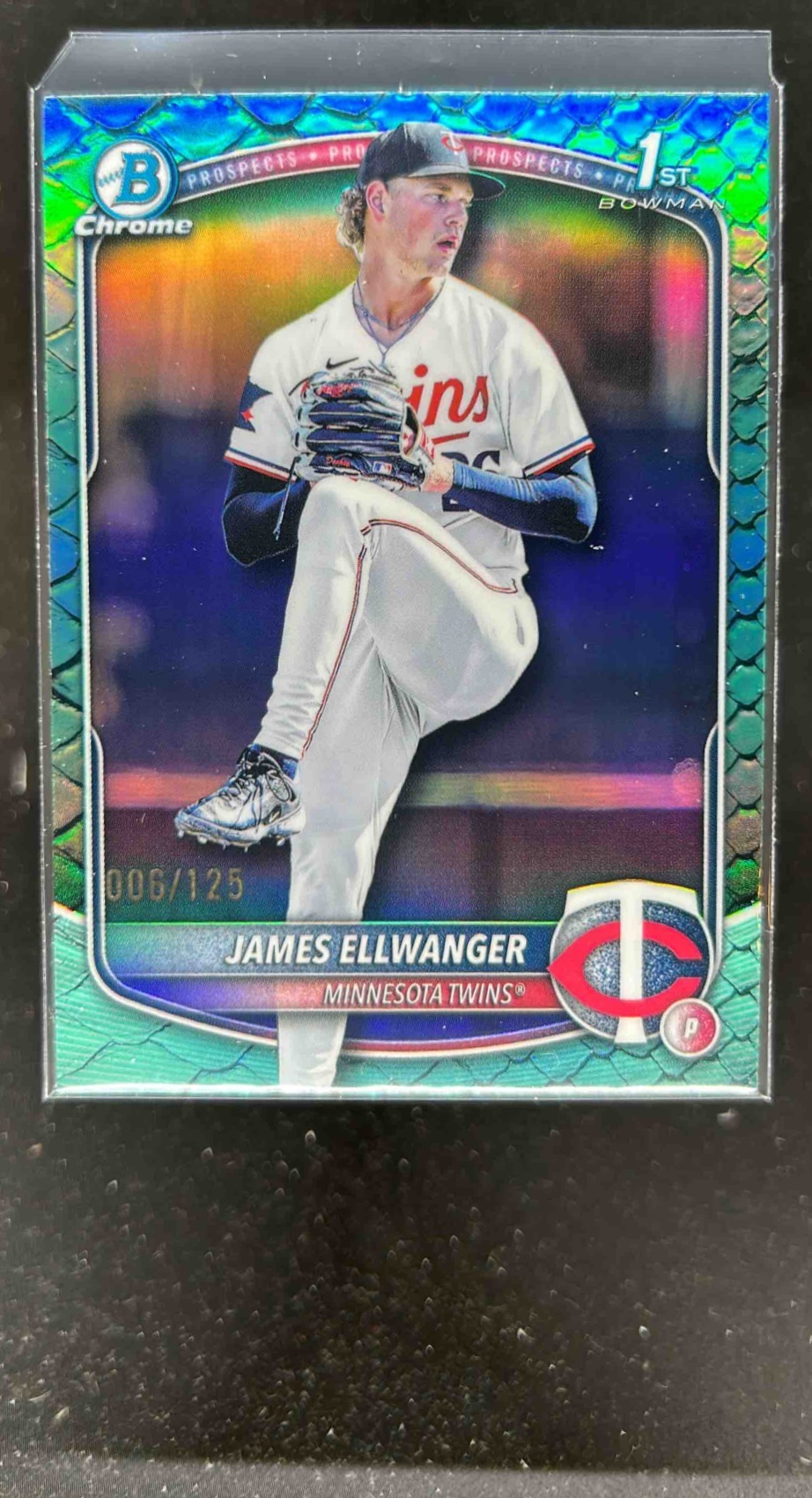 Card image for James Ellwanger 2025 Bowman Draft Chrome Aqua Reptilian Refractor /125