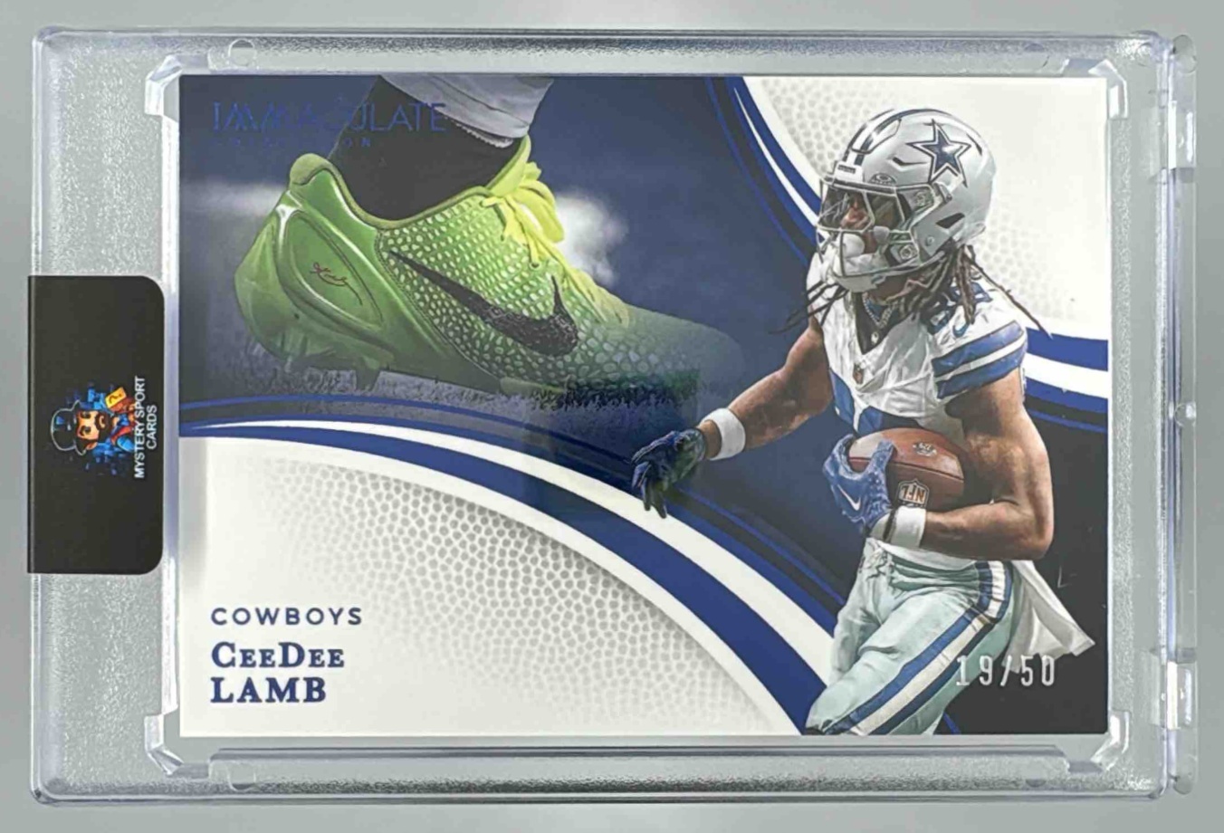 Card image for 2025 Panini Immaculate Collection CeeDee Lamb Blue /50 #63 Cleat Variation Cowboys
