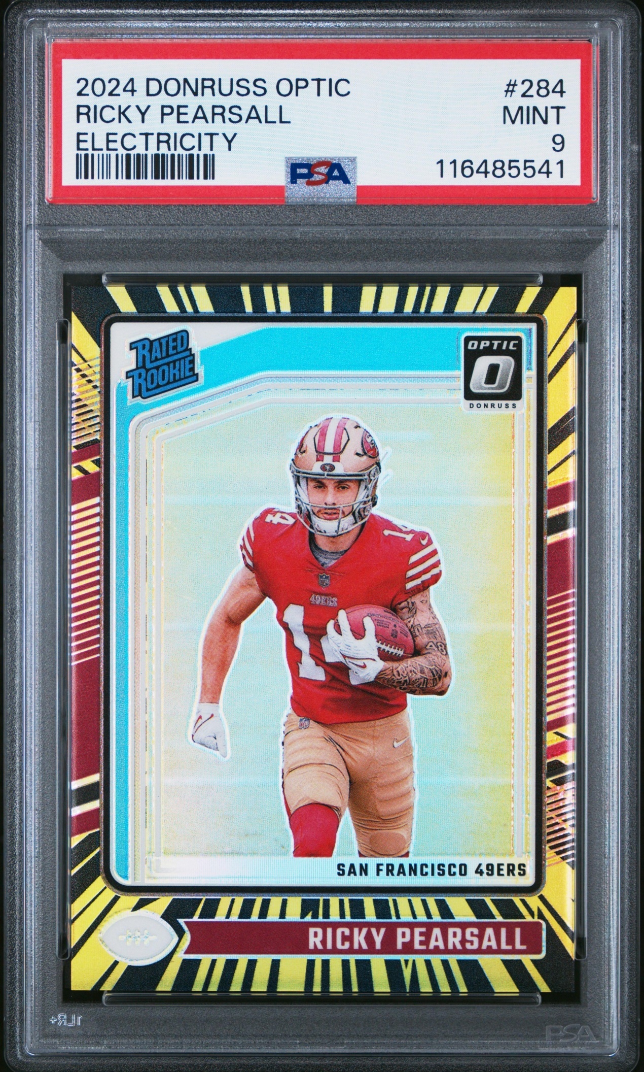Card image for 2024 Panini Donruss Optic Ricky Pearsall Electricity /75 #284 Rated Rookie 49ers