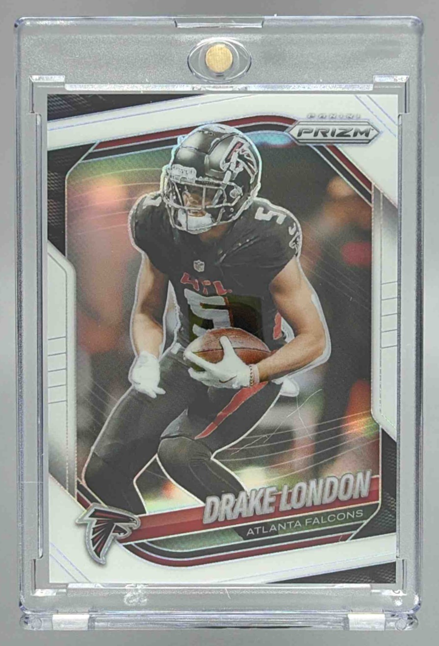 Card image for 2025 Panini Football Prizm Drake London Blue Shimmer /35 #198 Atlanta Falcons