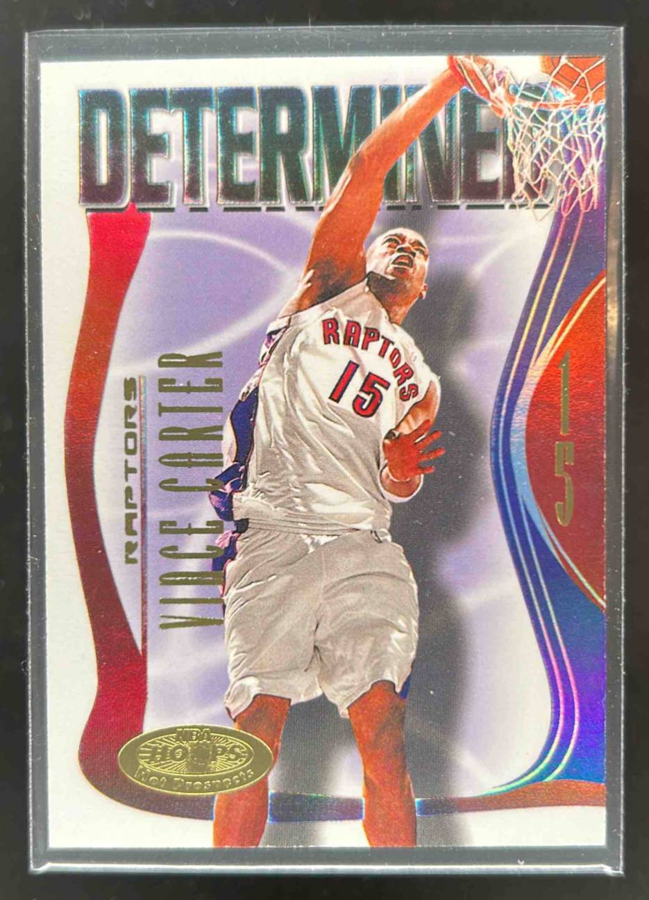 Card image for 2000-01 HOOPS HOT PROSPECTS VINCE CARTER DETERMINED #1 D TORONTO RAPTORS
