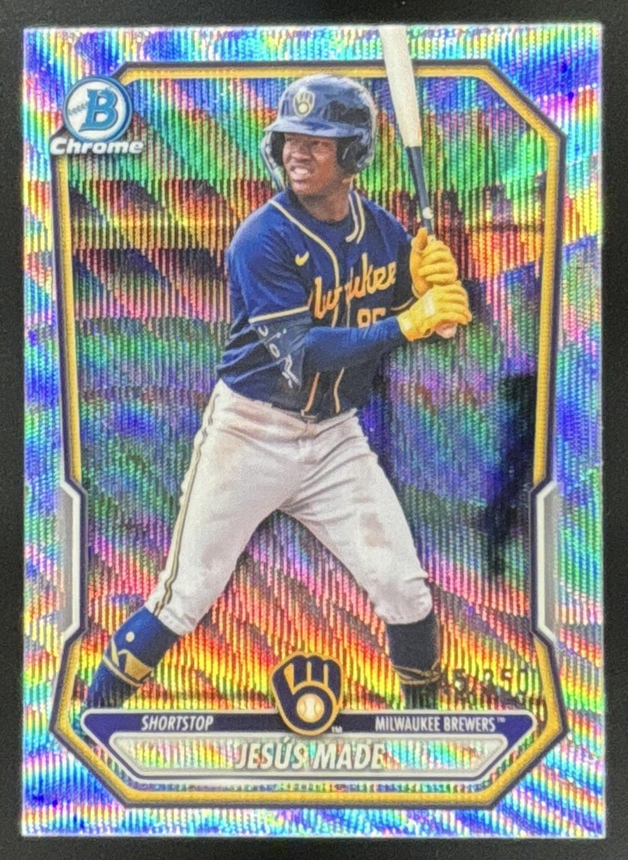 Card image for Jesus Made 2026 Bowman Wave Refractor /350 Chrome Prospects Milwaukee Brewers