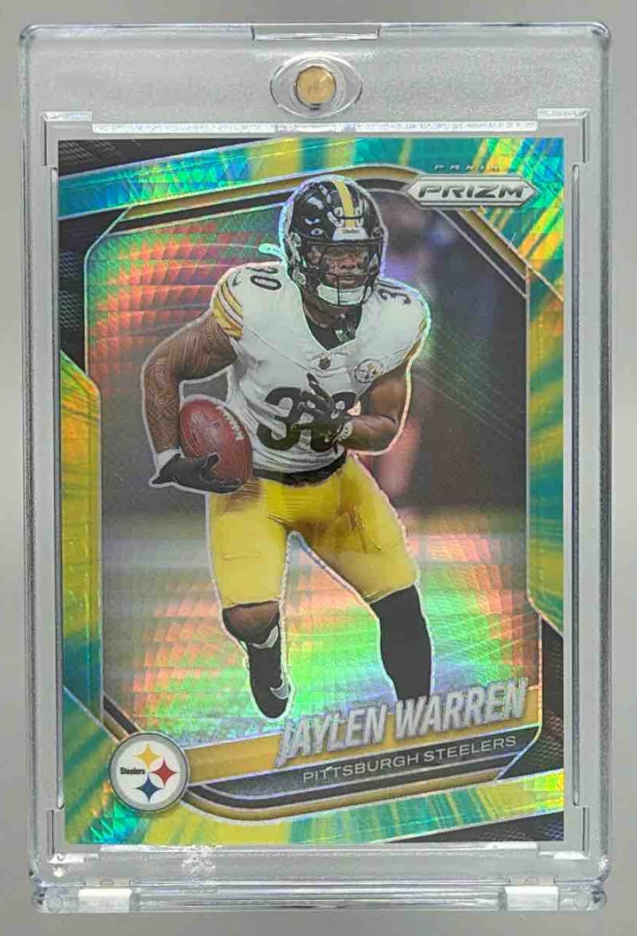 Card image for 2025 Panini Football Prizm Jaylen Warren Hyper /200 #293 Pittsburgh Steelers
