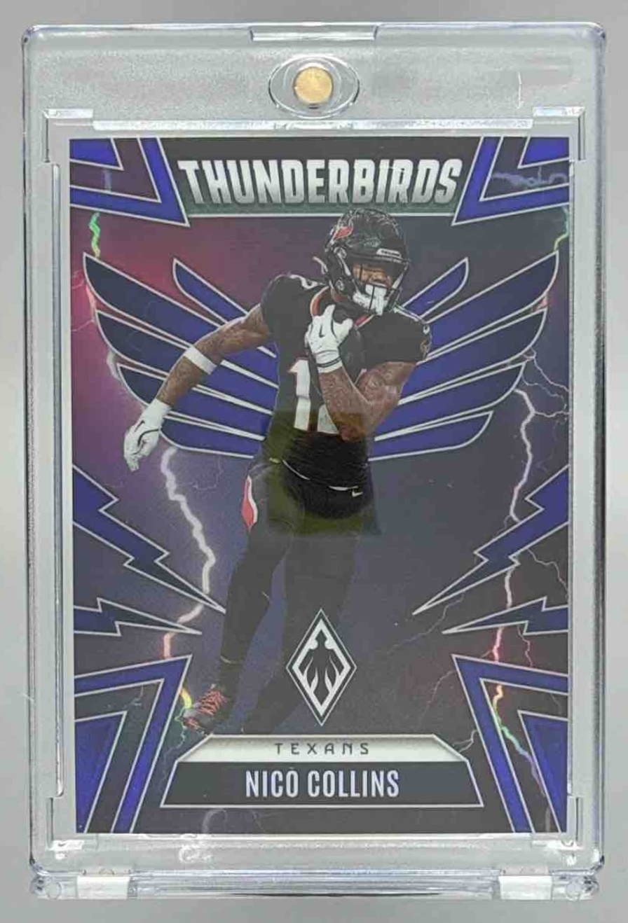Card image for 2025 Panini Phoenix Nico Collins Thunderbirds Blue Prizm /199 #20 Texans