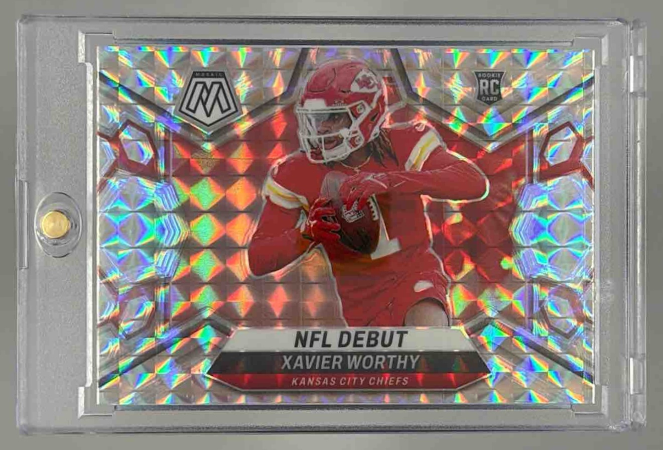 Card image for 2024 Panini Mosaic Xavier Worthy Mosaic Prizm #285 RC NFL Debut Chiefs